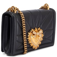 DOLCE & GABBANA black leather DEVOTION MEDIUM Shoulder Bag