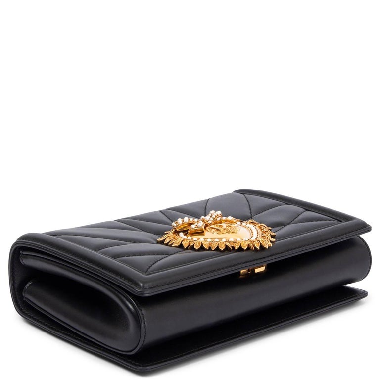 Bolso de hombro DEVOTION MEDIUM de piel negra DOLCE and GABBANA en