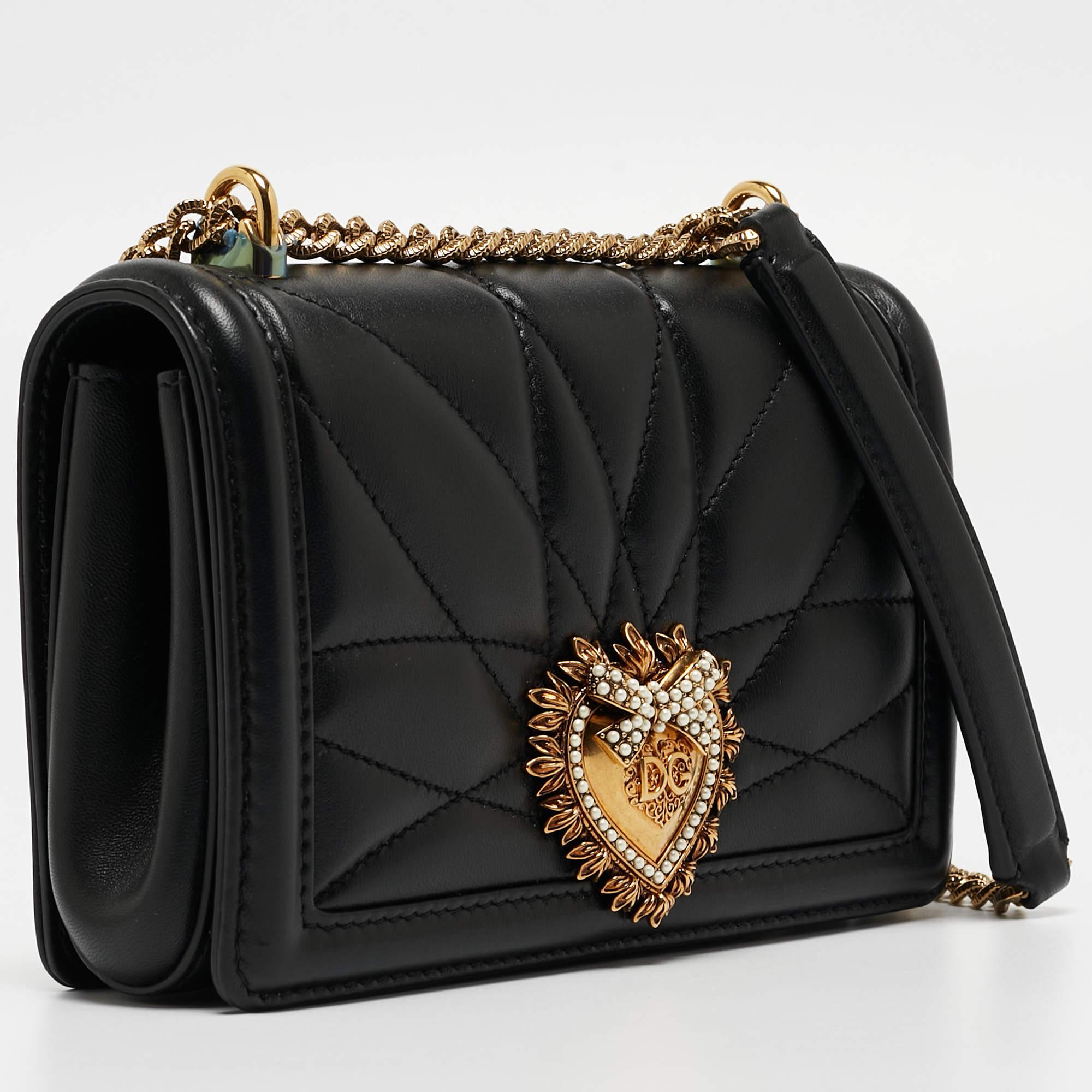 Dolce & Gabbana Black Leather Devotion Mordore Crossbody Bag 6