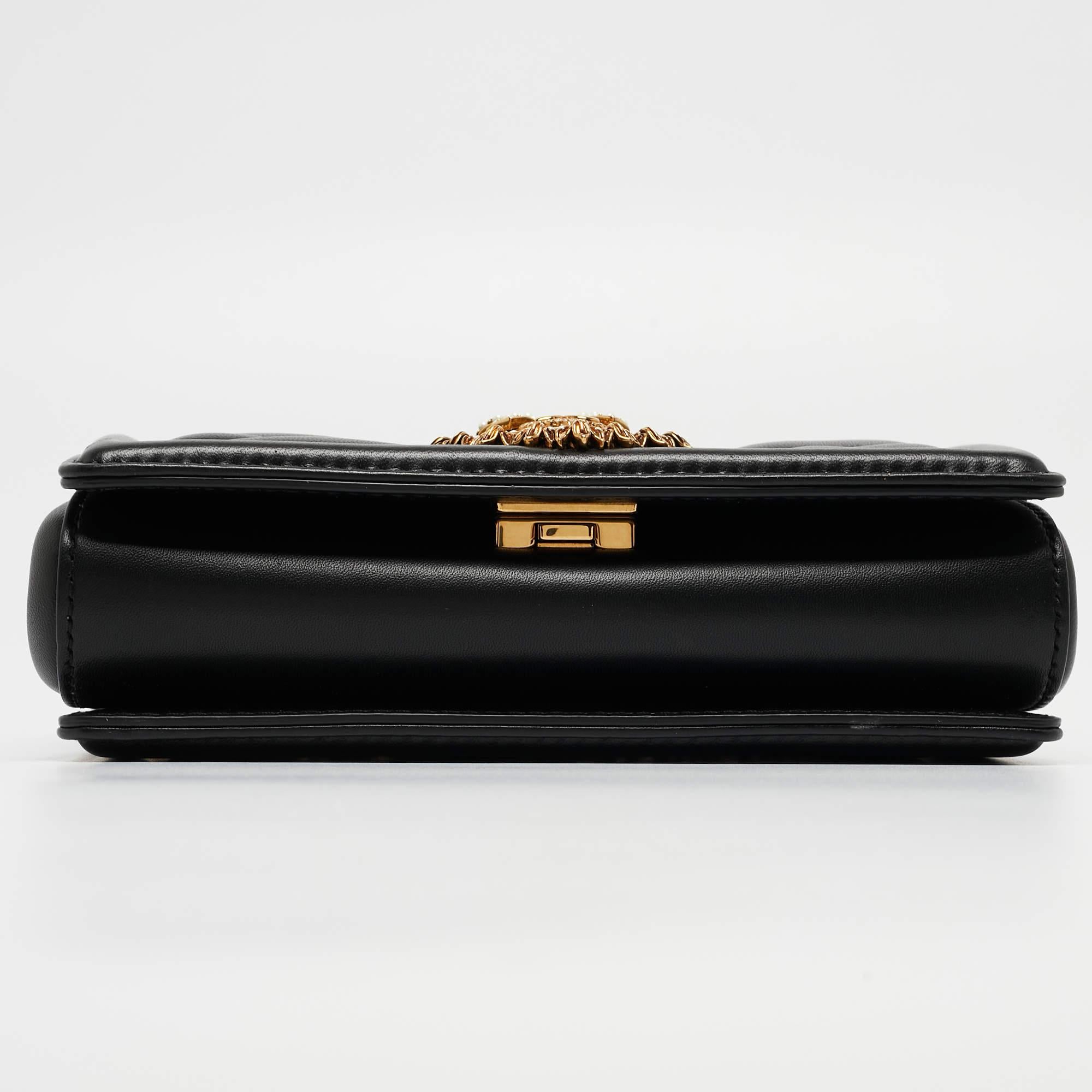 Dolce & Gabbana Black Leather Devotion Mordore Crossbody Bag 7