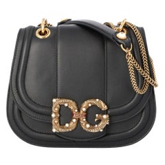 Dolce & Gabbana Black Leather DG Amore Bag