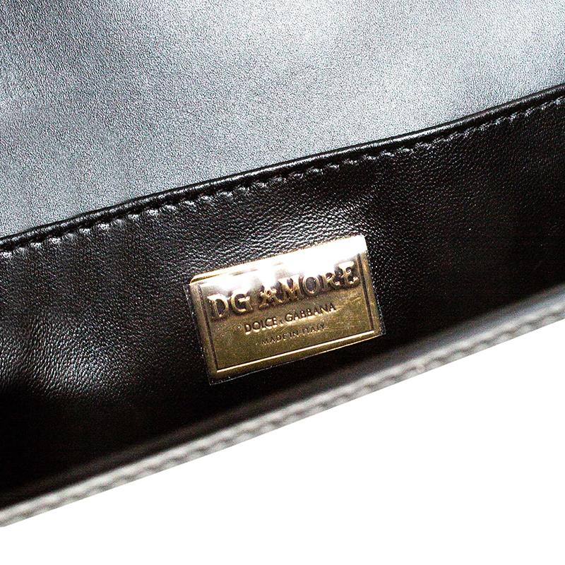 Dolce & Gabbana Black Leather DG Amore Chain Shoulder Bag 6