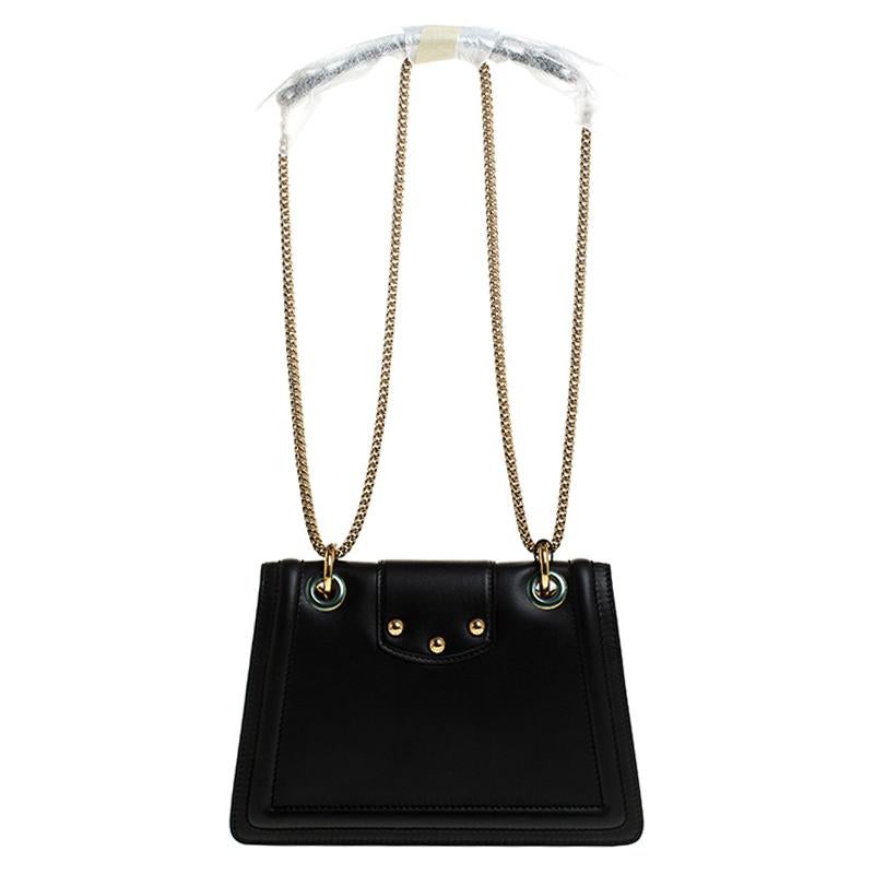 Dolce & Gabbana Black Leather DG Amore Chain Shoulder Bag 4