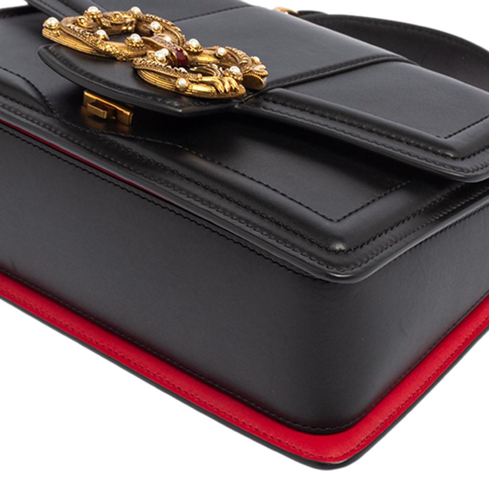 Dolce & Gabbana Schwarzes Leder DG Amore Top Handle Tasche 2