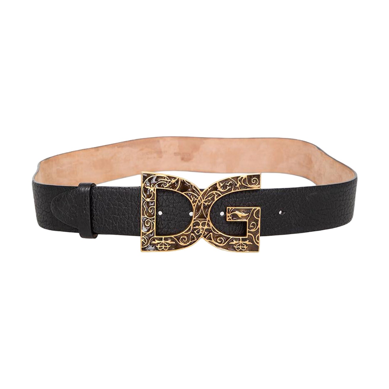 Dolce 
Gabbana Black Leather DG Buckle Belt