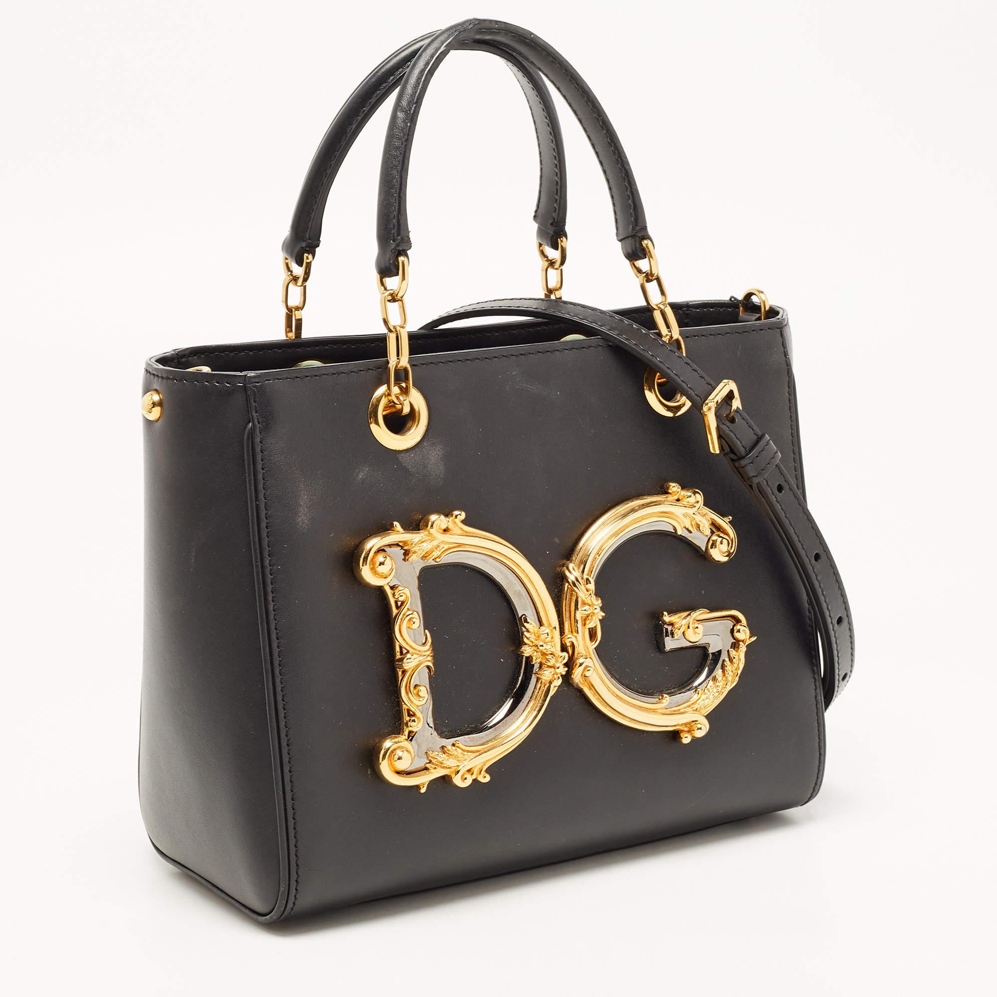 Women's Dolce & Gabbana Black Leather DG Girls Tote