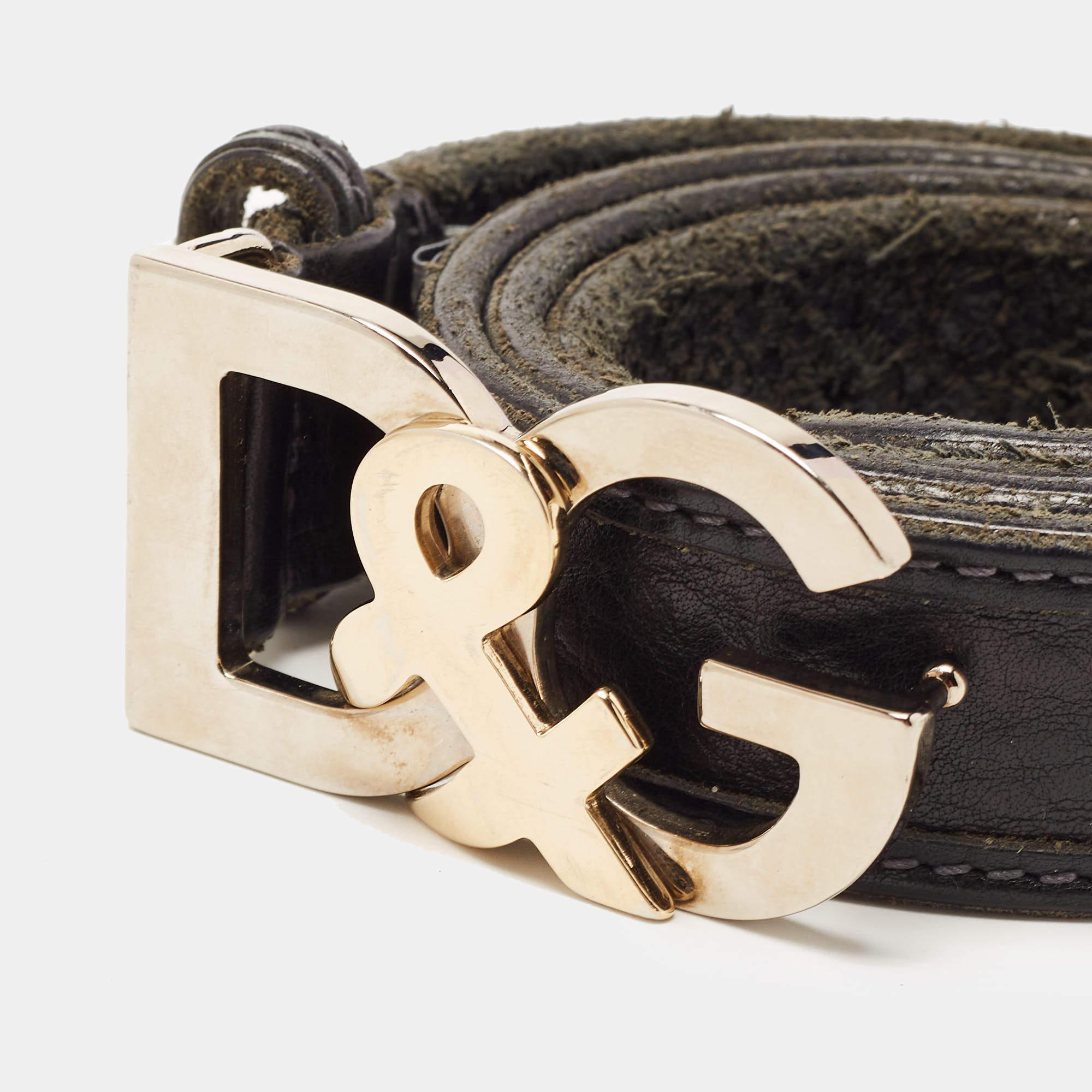 Dolce & Gabbana Black Leather DG Logo Belt 90CM 1