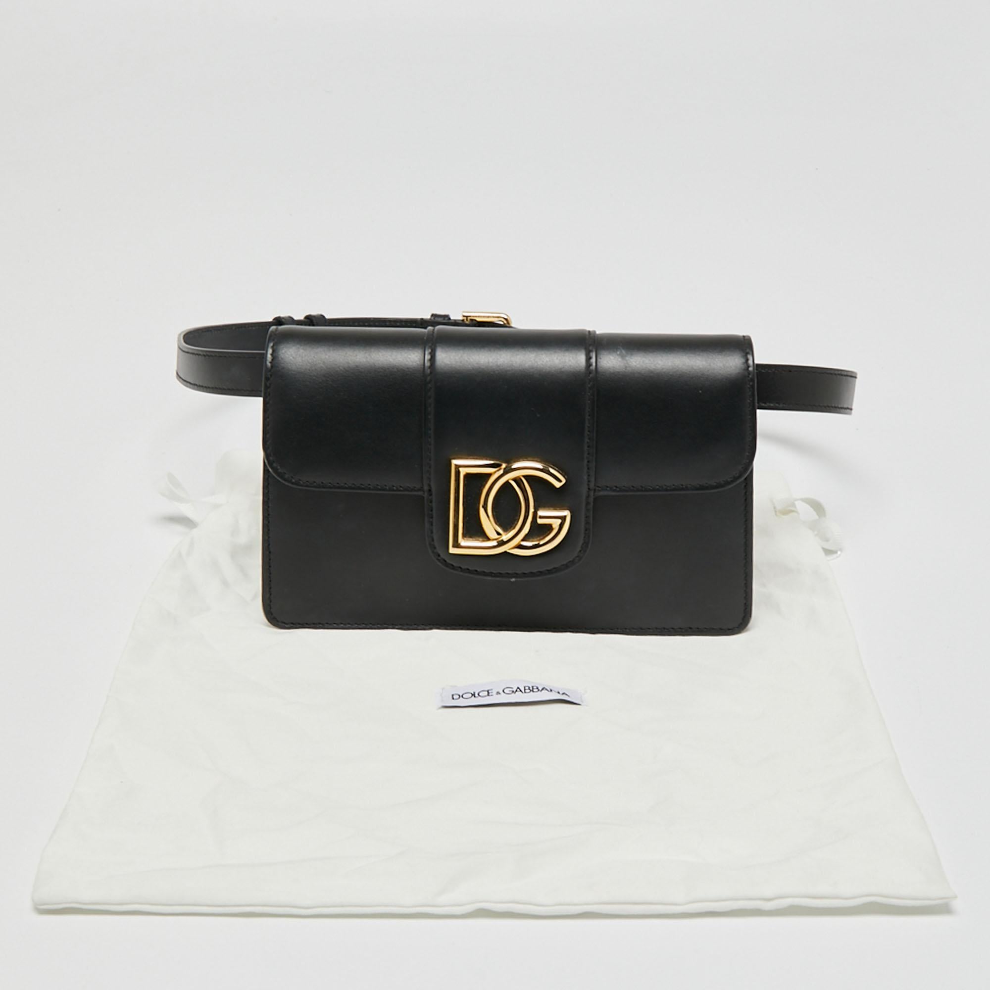 Dolce & Gabbana Black Leather DG Millennials Belt Bag 8