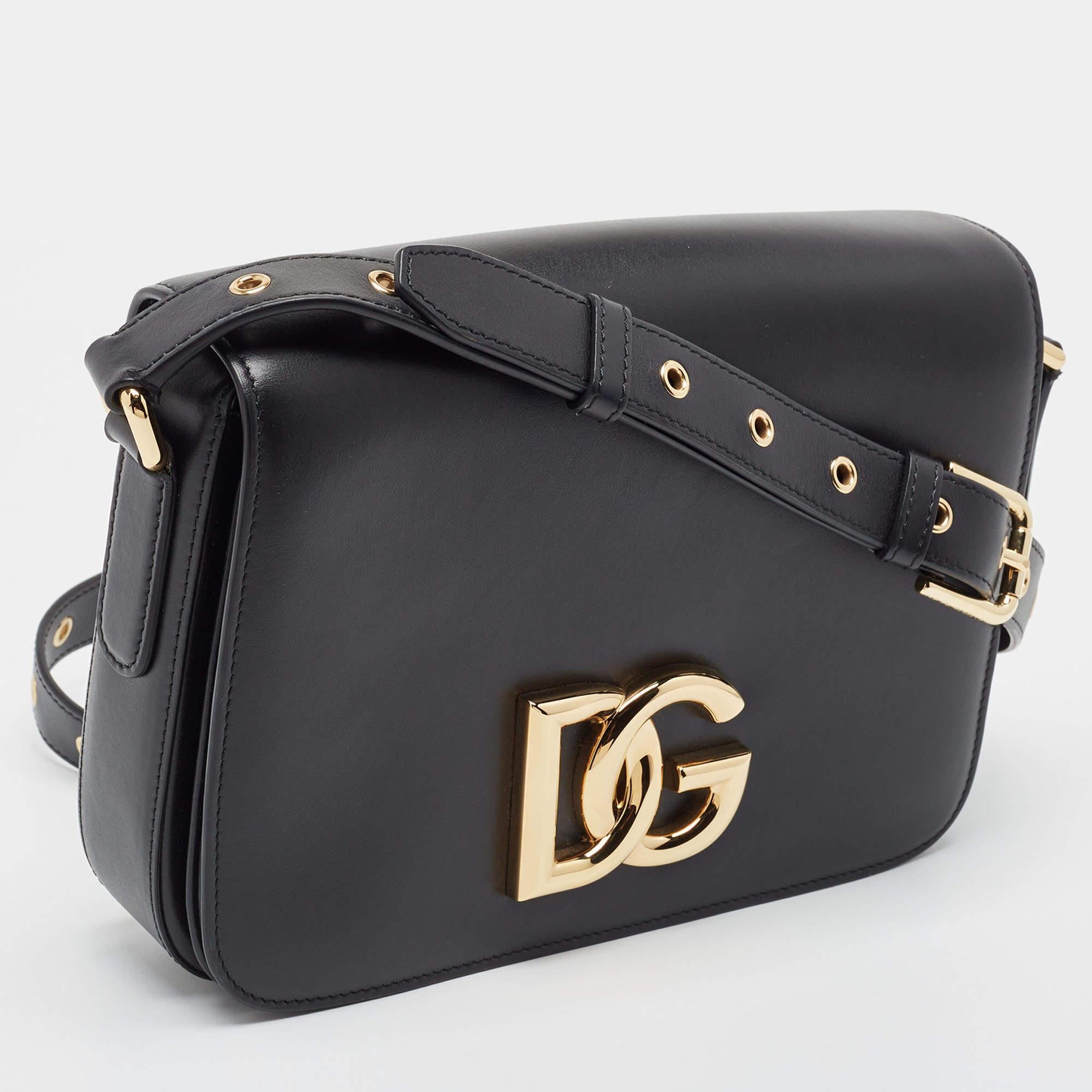 Women's Dolce & Gabbana Black Leather DG Millennials Shoulder Bag