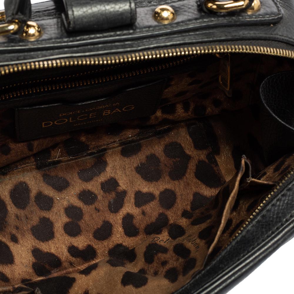 Dolce & Gabbana Black Leather Dolce Box Top Handle Bag In Good Condition In Dubai, Al Qouz 2