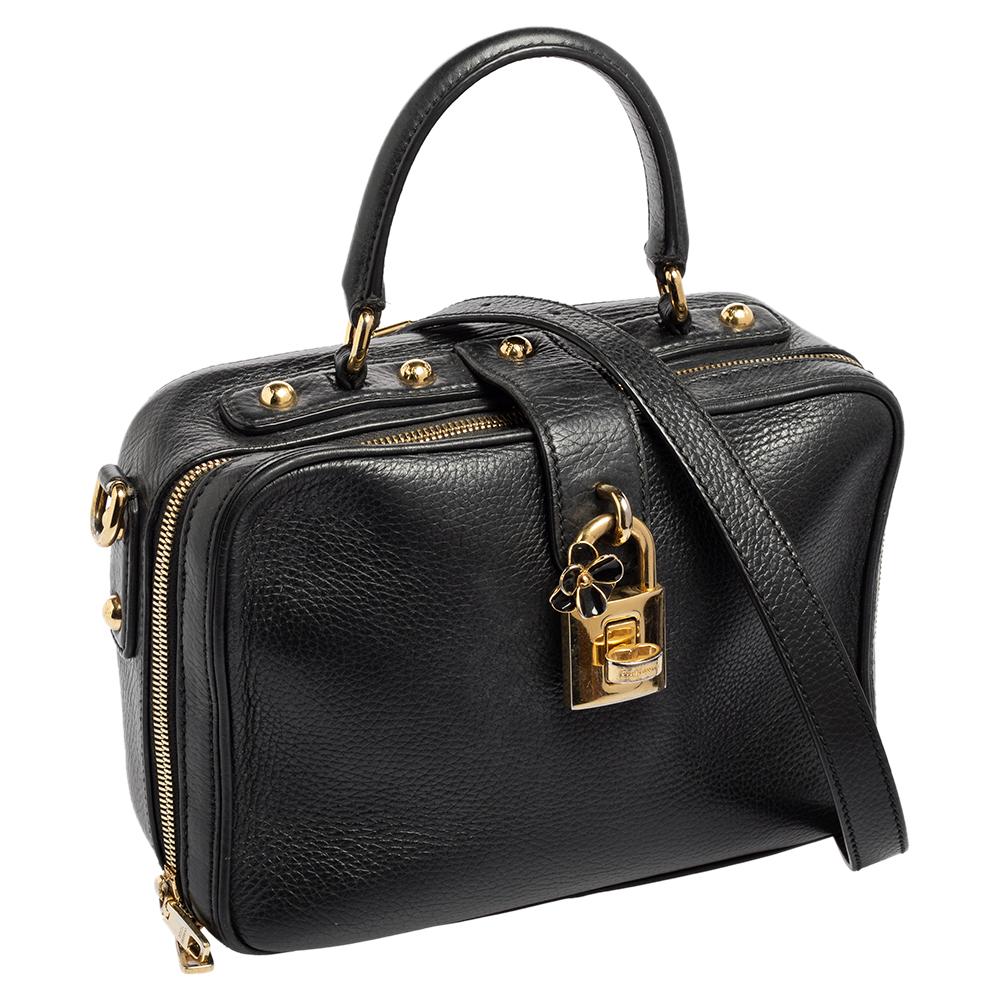 Dolce & Gabbana Black Leather Dolce Box Top Handle Bag 4