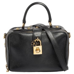 Dolce & Gabbana Black Leather Dolce Box Top Handle Bag