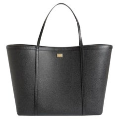 Dolce & Gabbana Black Leather Escape Shopping Tote Bag Top Handle Handbag DG