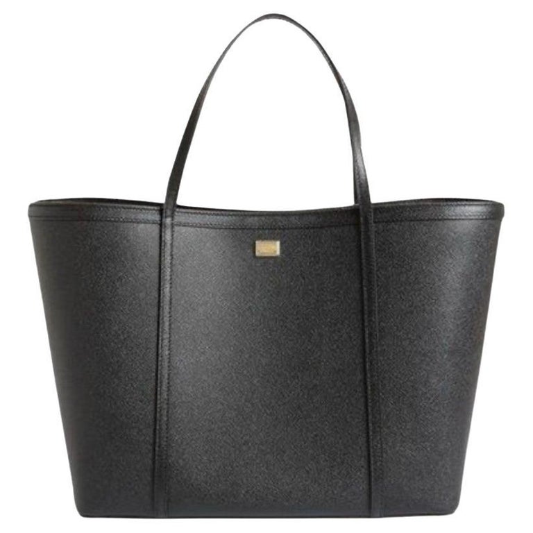 Dolce and Gabbana Black Leather Escape Shopping Tote Bag Top Handle