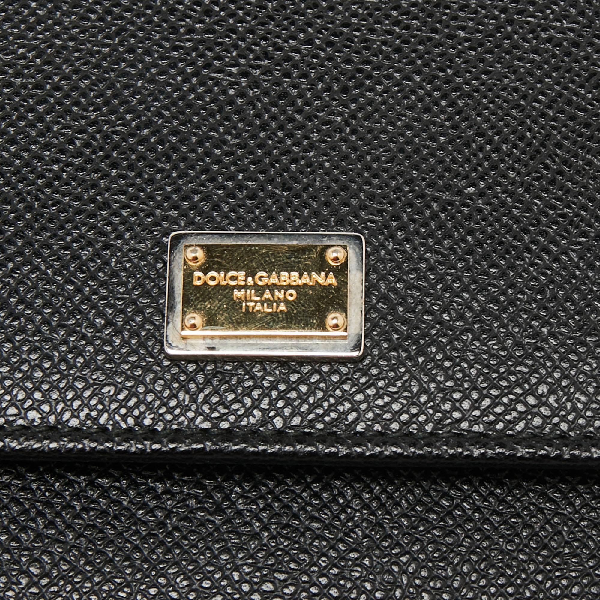 Dolce & Gabbana Black Leather Flap Chain Clutch 6