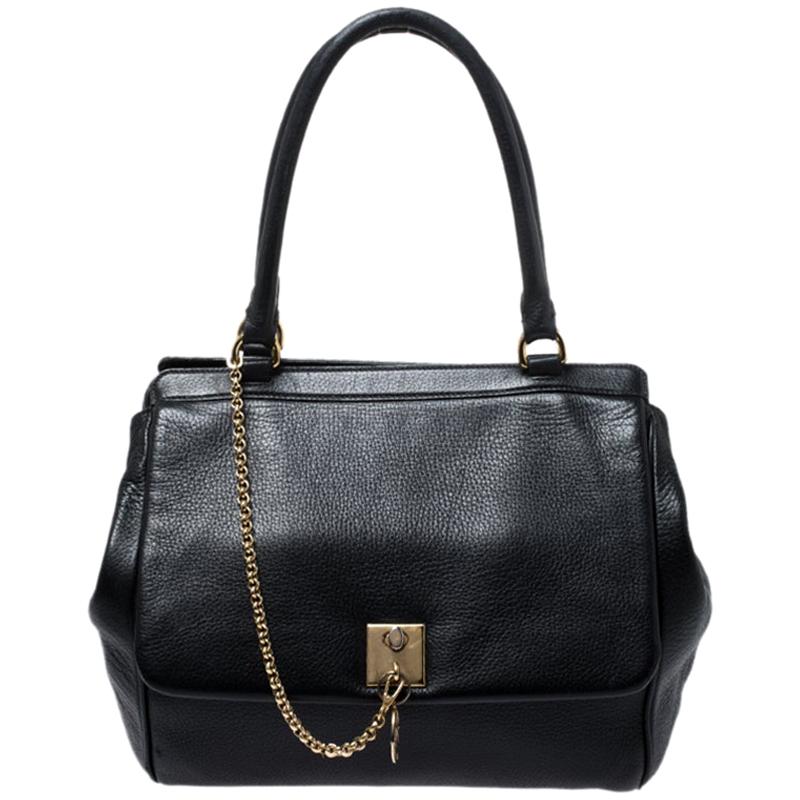 Dolce & Gabbana Black Leather Flap Satchel