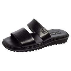 Dolce & Gabbana Black Leather Flats Sandals Size 40