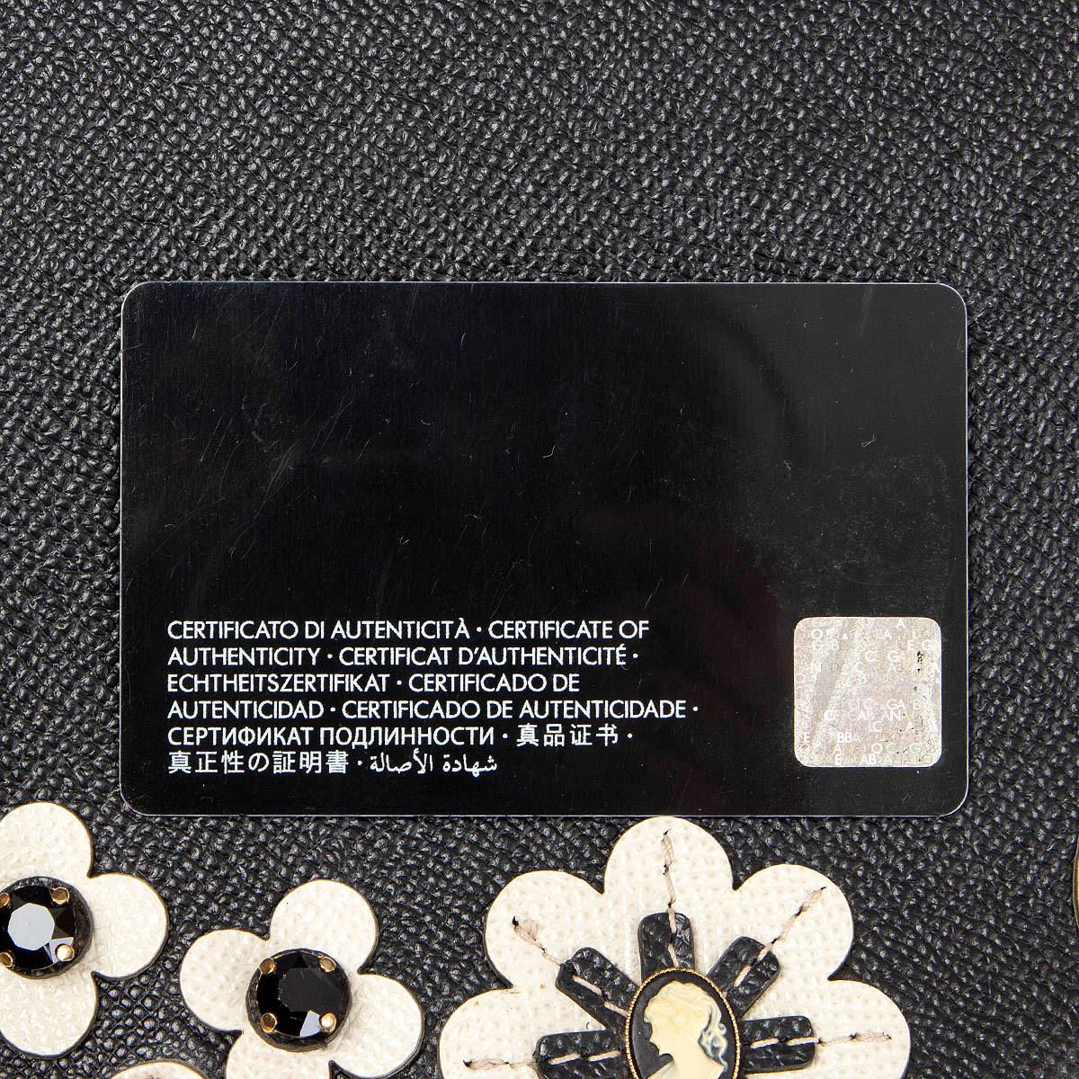 DOLCE & GABBANA black leather FLOWER & CRYSTAL SICILY MEDIUM Shoulder Bag 3