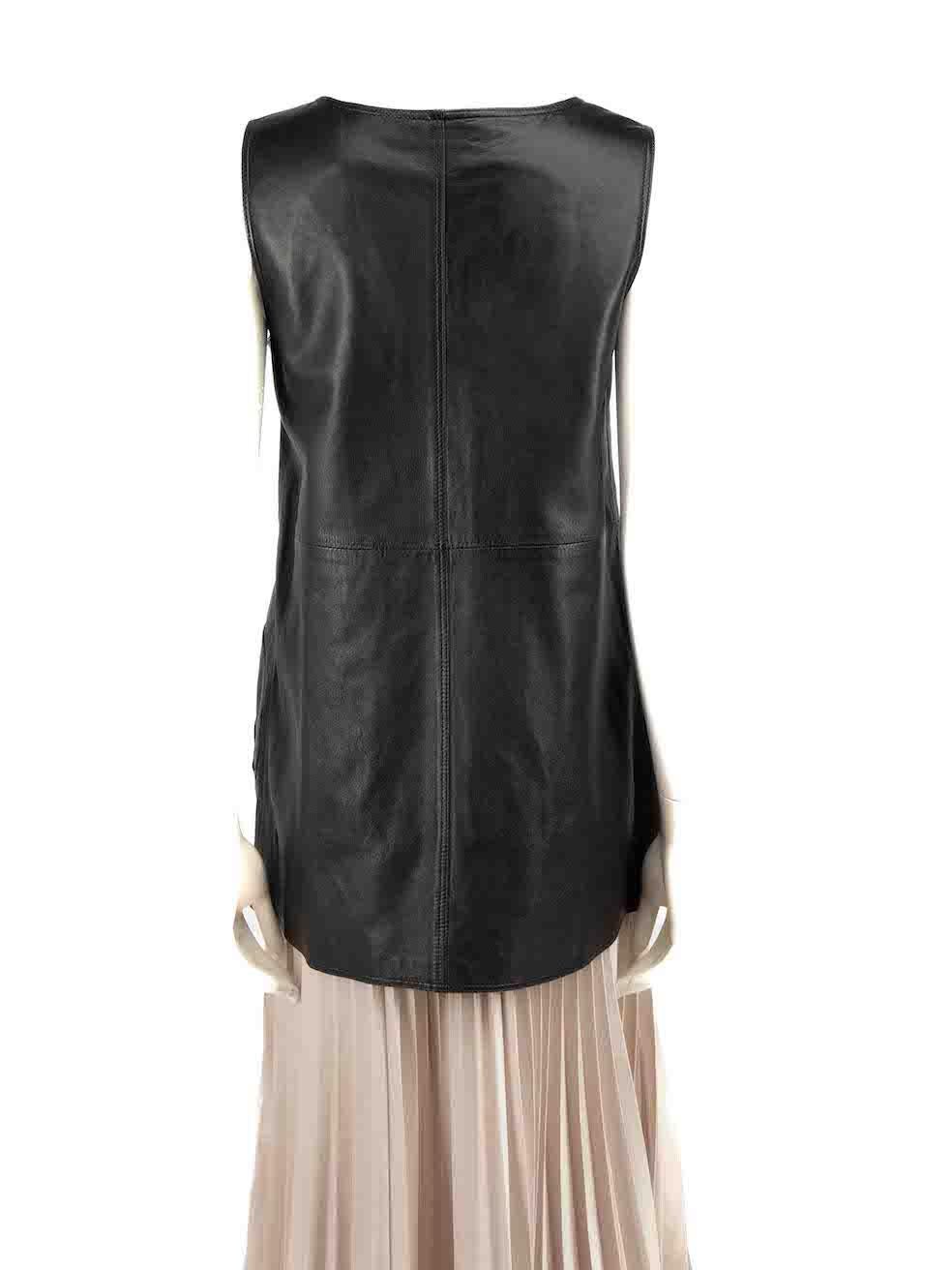 Dolce & Gabbana Black Leather Front Zip Vest Size S In Good Condition For Sale In London, GB