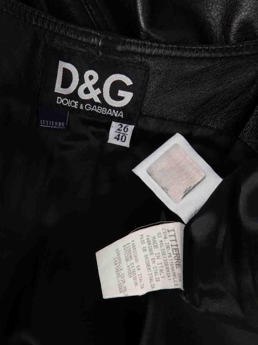 Dolce & Gabbana Black Leather Front Zip Vest Size S For Sale 3