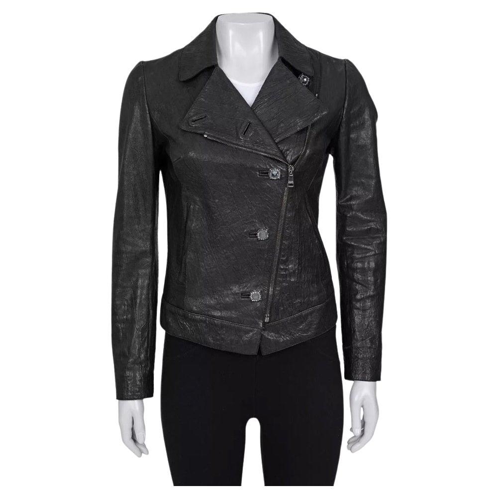 Dolce & Gabbana Black Leather Jacket EU 36 / S