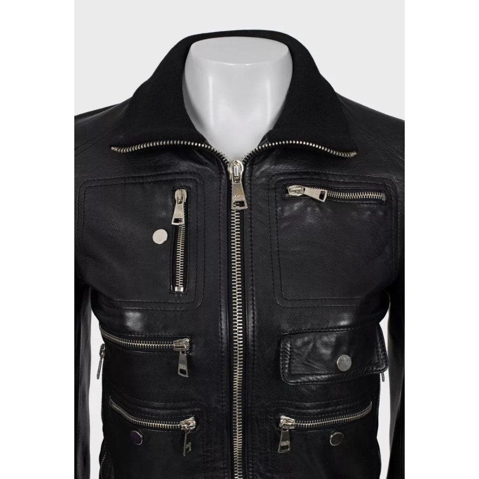 Dolce & Gabbana - Giacca in pelle nera - IT38 / XS In condizioni ottime in vendita a Krakow, PL