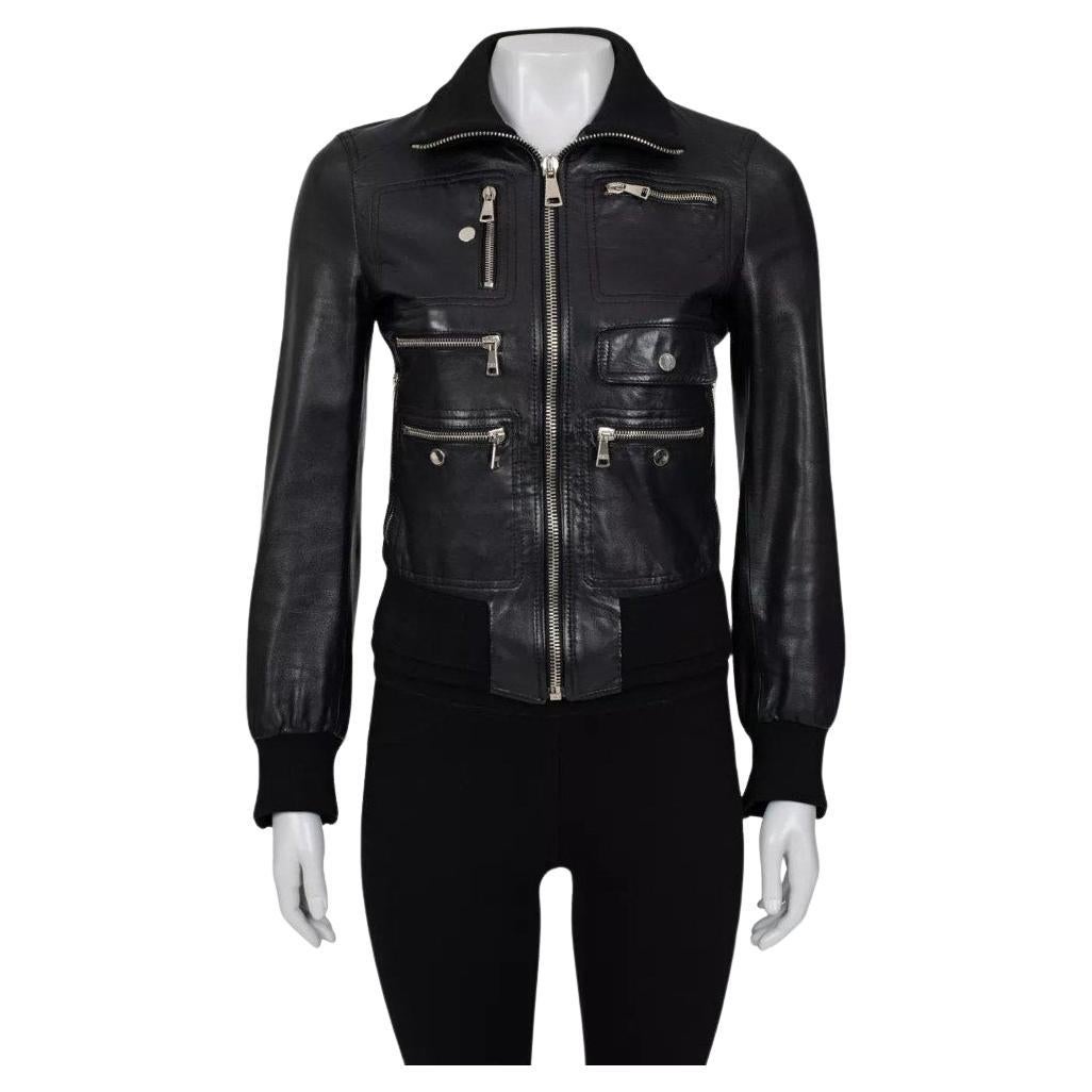 Dolce & Gabbana Black Leather Jacket - IT38 / XS