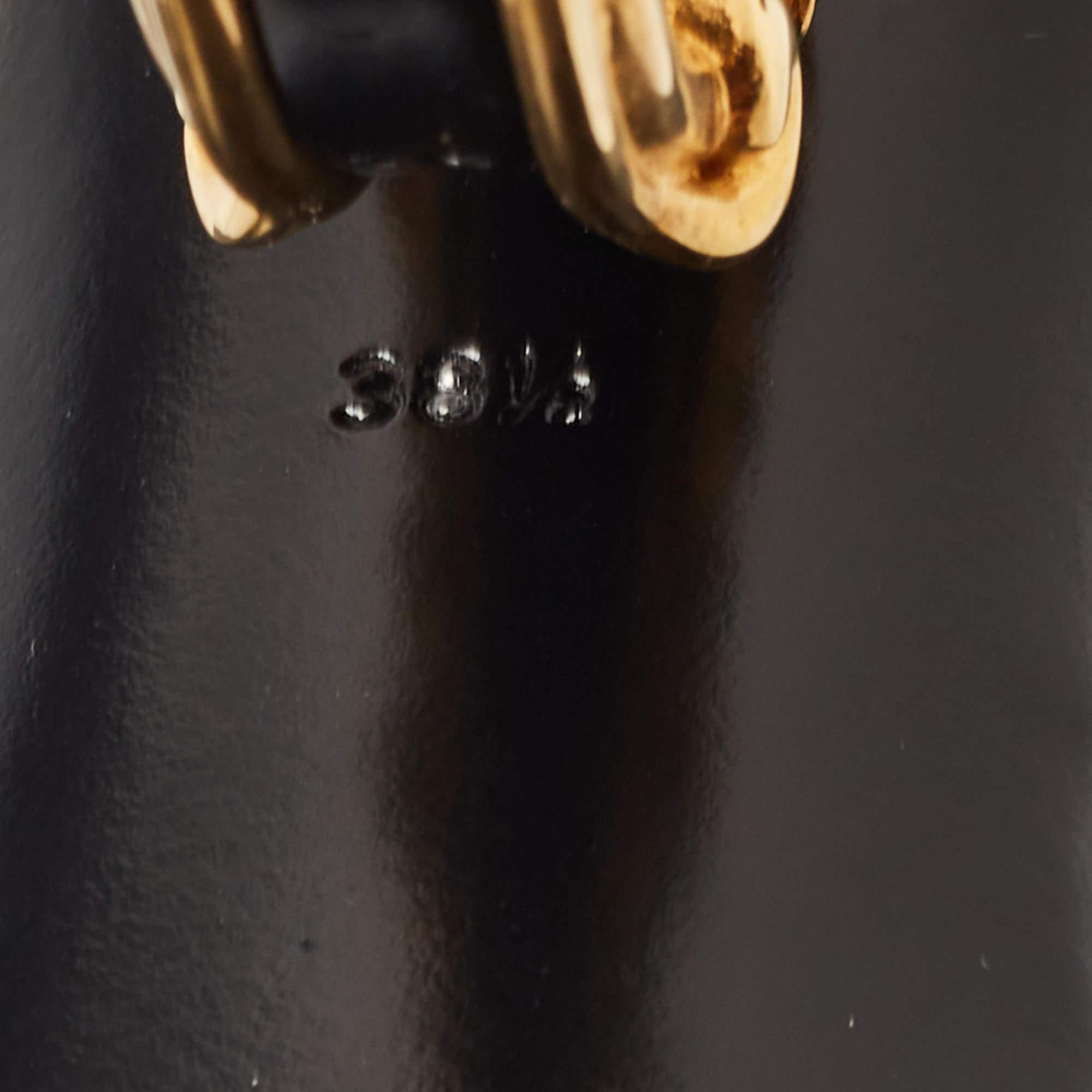 Dolce & Gabbana Black Leather Keira DG Heel Ankle Strap Sandals Size 38.5 1