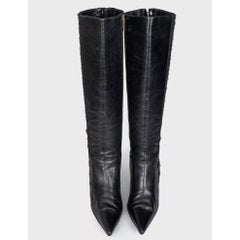 Dolce & Gabbana Black Leather Knee-High Stiletto Boots Sz.38