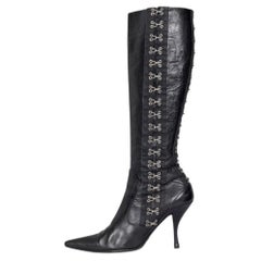 Dolce & Gabbana Black Leather Knee-High Stiletto Boots Sz.38