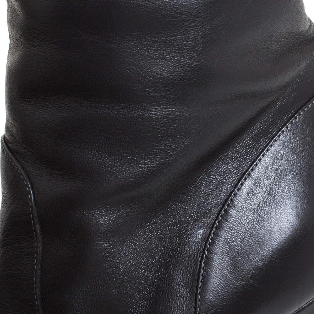 Dolce & Gabbana Black Leather Knee Length Platform Boots Size 36 For Sale 1