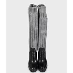 Dolce & Gabbana Black Leather Knitted Boots sz.37