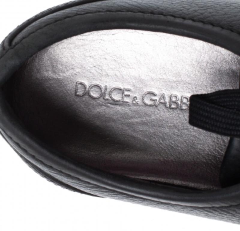 Dolce & Gabbana Black Leather Lace Low Top Sneakers Size 37 For Sale 1