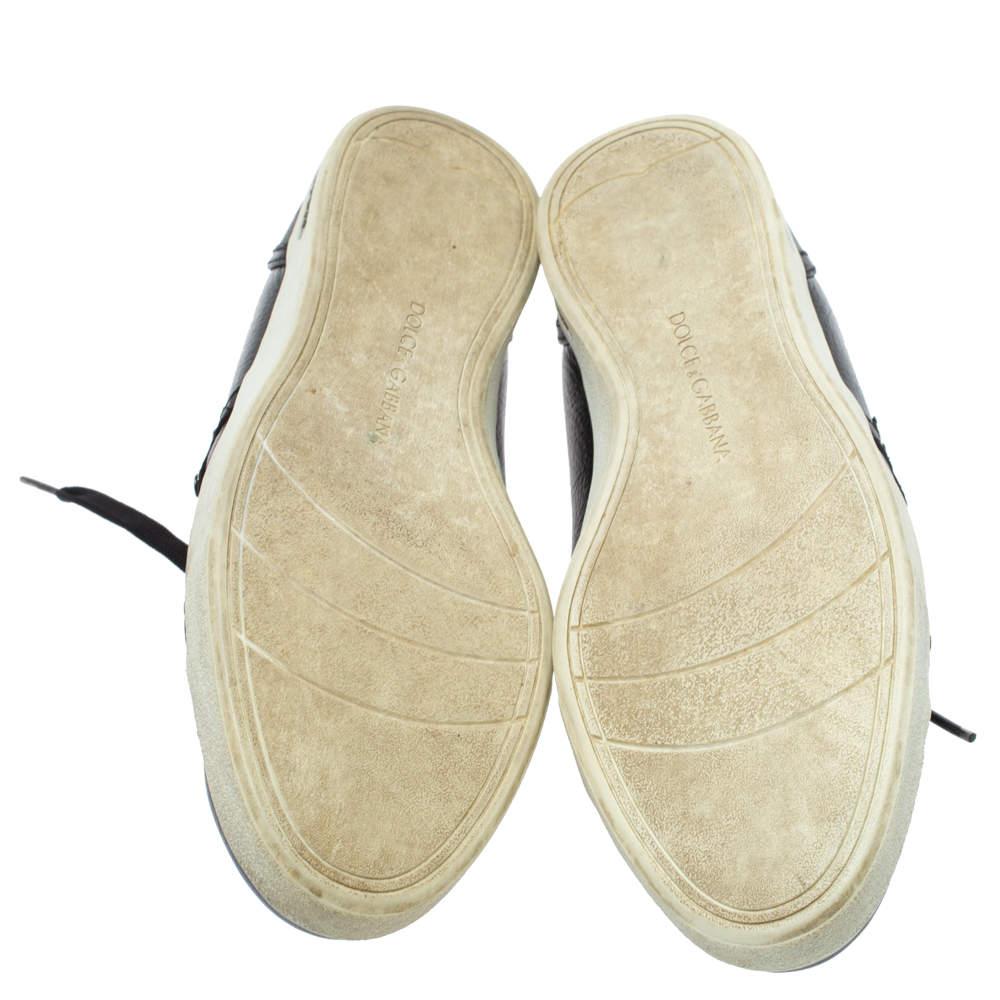 Dolce & Gabbana - Baskets basses à lacets en cuir noir - Taille 37 1
