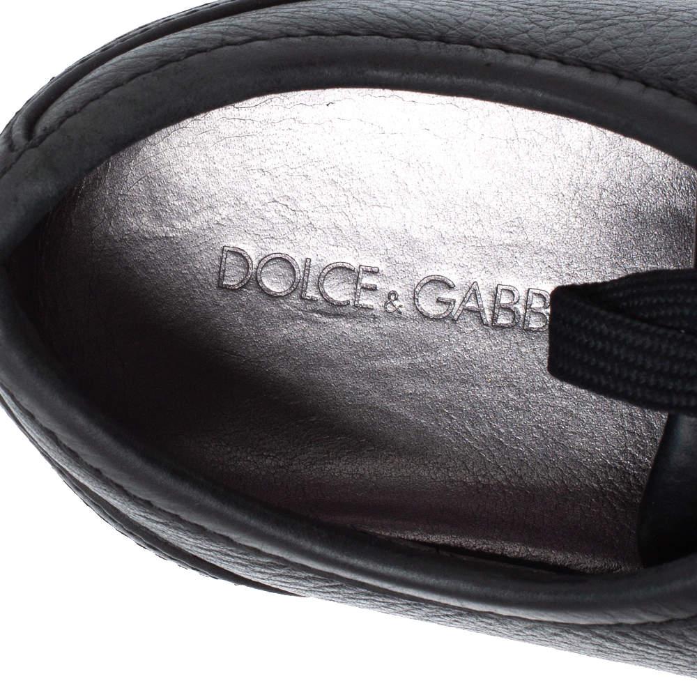 Dolce & Gabbana - Baskets basses à lacets en cuir noir - Taille 37 2