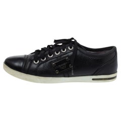 Dolce & Gabbana Black Leather Lace Low Top Sneakers Size 37