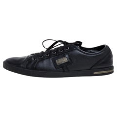 Dolce & Gabbana Black Leather Lace Low Top Sneakers Size 44.5
