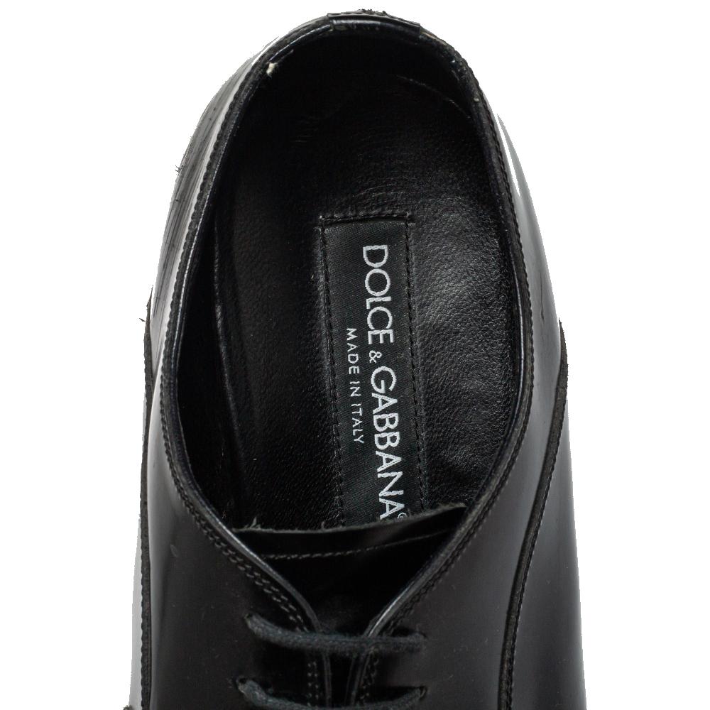 Dolce & Gabbana Black Leather Lace Up Oxford Size 42 2