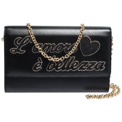 Dolce & Gabbana Black Leather L'amore è Bellezza Chain Clutch