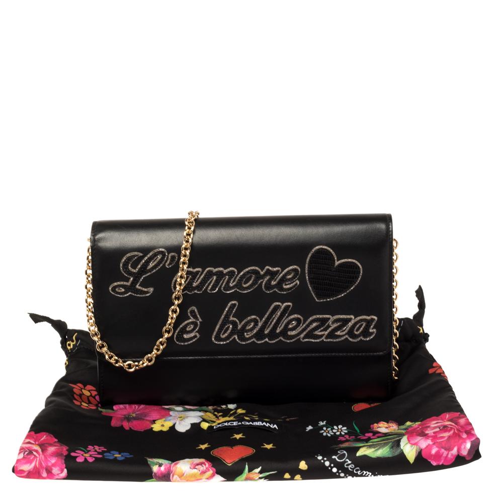 Dolce & Gabbana Black Leather L'amore e' Bellezza Shoulder Bag 6