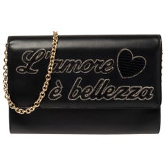 Dolce & Gabbana Black Leather L'amore e' Bellezza Shoulder Bag