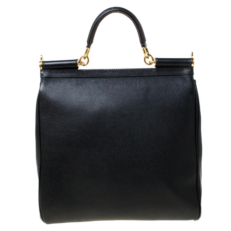 Women's Dolce & Gabbana Black Leather Large Miss Sicily Tote