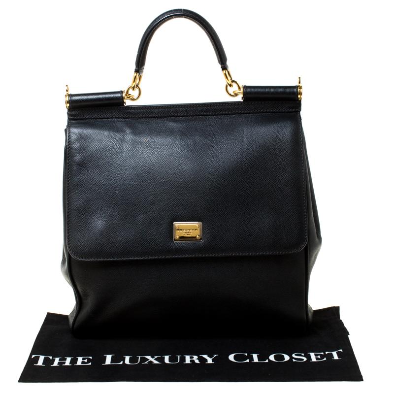 Dolce & Gabbana Black Leather Large Miss Sicily Tote 5