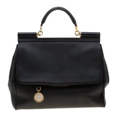 Dolce & Gabbana Black Leather Large Miss Sicily Tote