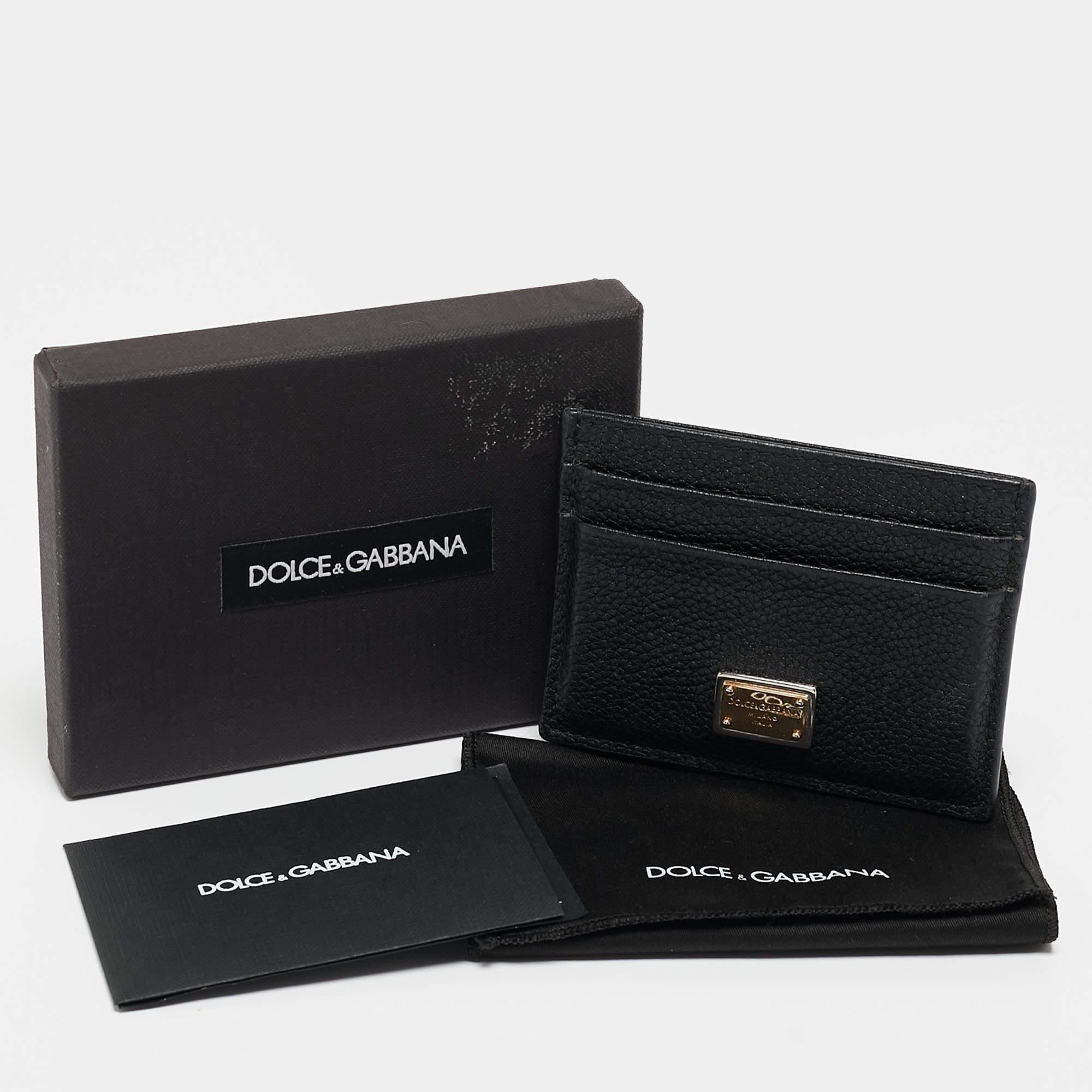 Dolce & Gabbana Black Leather Logo Card Holder For Sale 5
