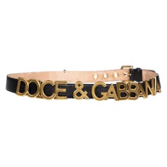 Dolce 
Gabbana Black Leather Logo Plaque Belt