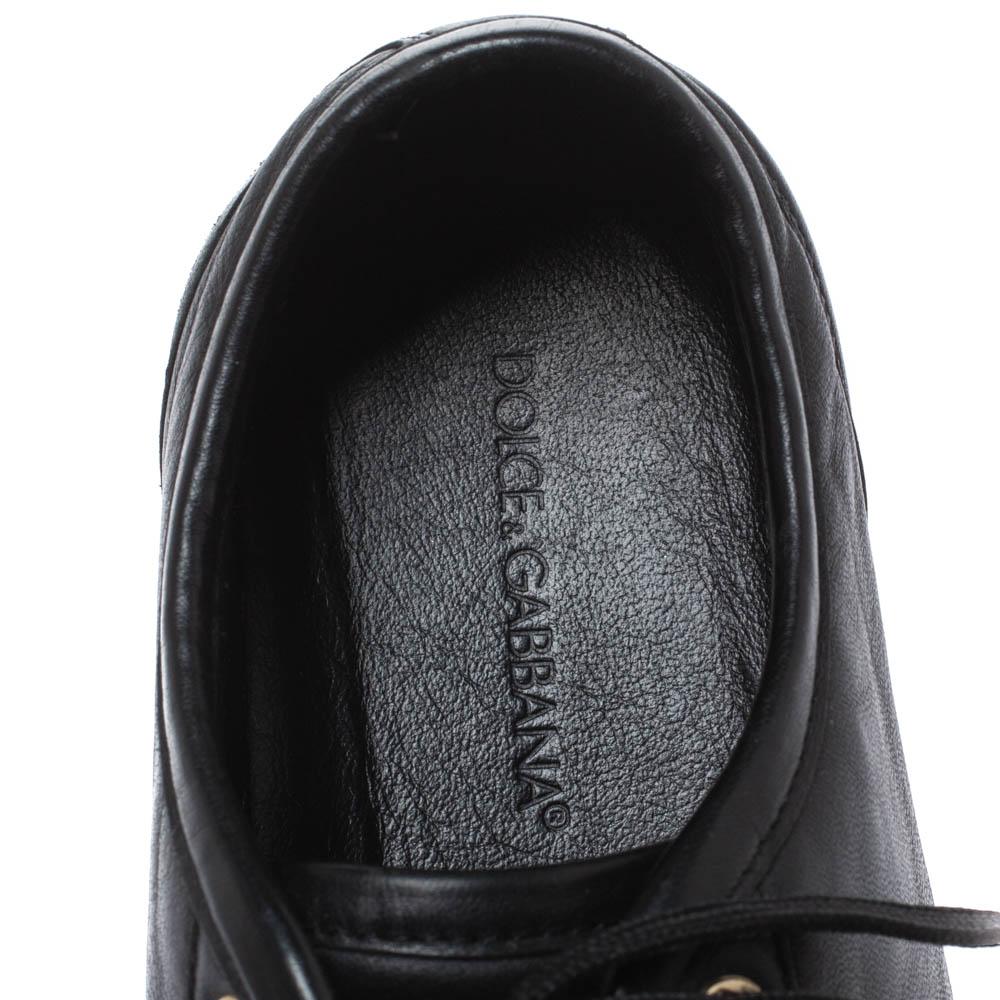 Dolce & Gabbana Black Leather Logo Plaque Sneakers Size 41 3