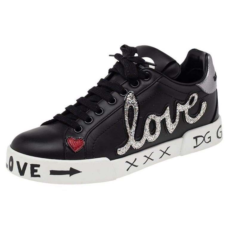 Barry Gymnast hundrede Dolce and Gabbana Black Leather Love Patch And Graffiti Low Top Sneakers  Size 36.5 at 1stDibs | dolce and gabbana love sneakers, dolce gabbana love  sneakers