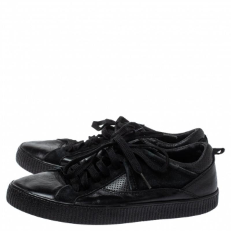 Dolce & Gabbana Black Leather Low Top Sneakers Size 39 For Sale 2