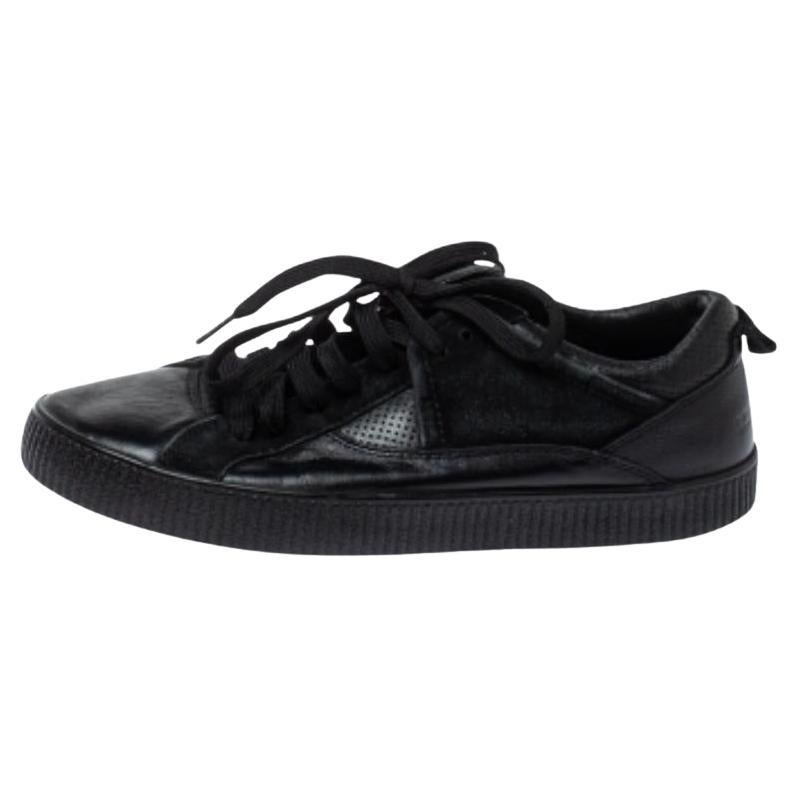 Dolce & Gabbana Black Leather Low Top Sneakers Size 39 For Sale